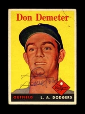 1958 TOPPS DON DEMETER #244 DODGERS SIGNED AUTOGRAPH