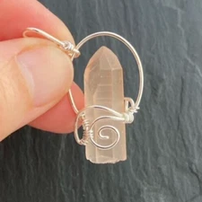 Peach Lemurian Quartz Crystal Pendant in Sterling silver  j3361