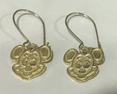 Brand New 14kt Gold MICKEY MOUSE Hanging Earrings - Picture 2 of 2