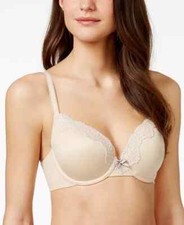 NEW Maidenform Bra Size 34D Nude Comfort Devotion Extra Coverage Shaping 9404