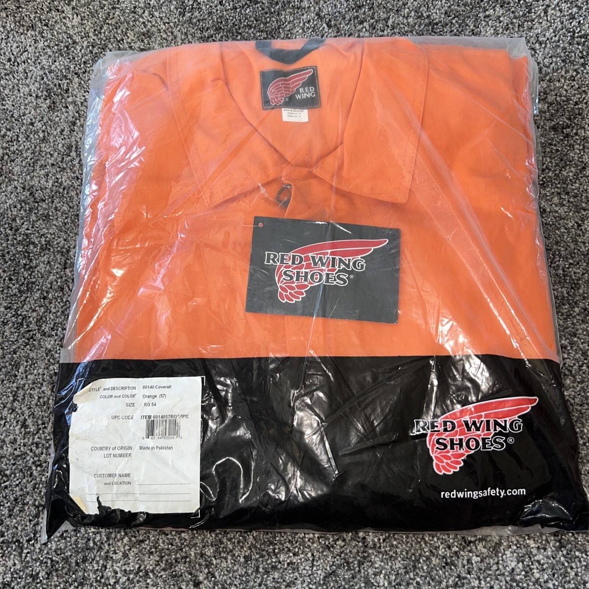 New In Package Red Wing 60140 Coverall Safety Orange Size 54