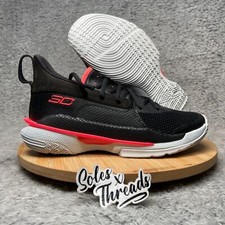 Under Armour Curry 7 SC GS Sizes Black Beta Red Basketball 3022113-001