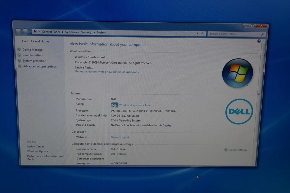 Dell Optiplex Quad Core i7-2600S 500GB HDD Windows 7 Pro 32-bit 22" LCD Monitor - Image 4 of 4