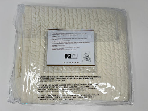 NEW 1 Pottery Barn Washed Velvet Channel Sham Euro Ivory 26"x26" - Picture 3 of 4
