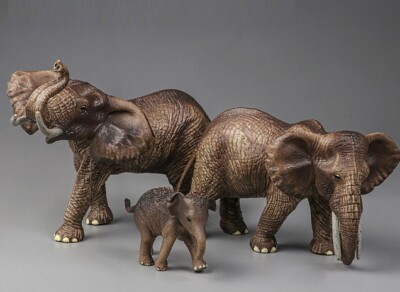 3pcs African Elephant Animal Toy PVC Action Figure Doll Kids Toys Party Gifts