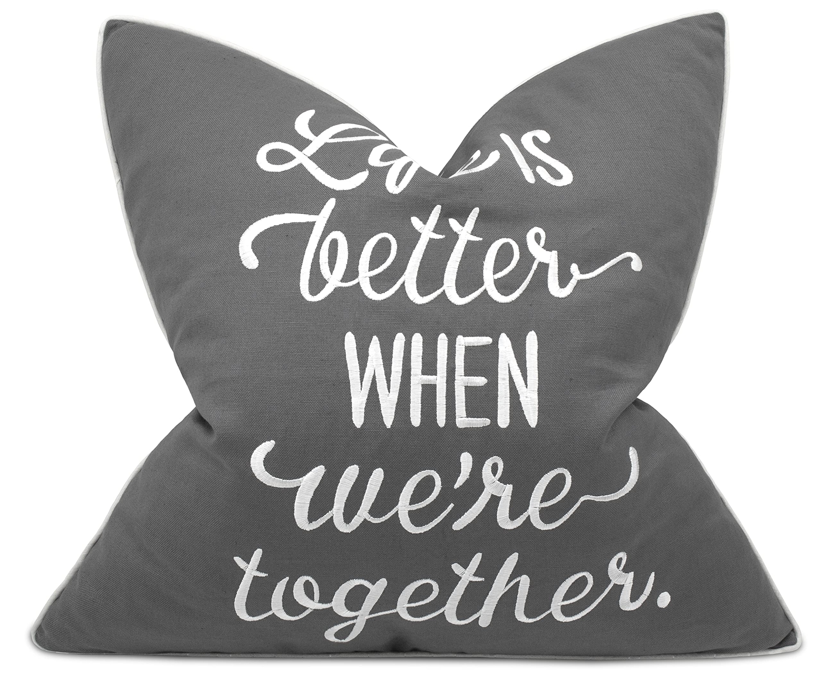 Embroidered Inspirational Quote Decorative Square Accent Throw Pillow Cover -...