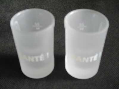 2 Jägermeister Shot Glas Gläser Trinkspruch  ''  SANTE  ! ''  2 cl siehe Fotos