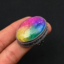 Rainbow Moonstone 925 Sterling Silver Handmade Ring Gifts For Her Jewelry D-1936
