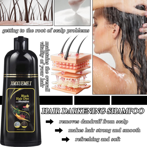 Black Hair Dye Shampoo 3 in 1 Instant Nova Color Natural Herbal Free Ship US