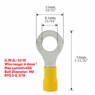 Metra 45-Piece Ring Terminal Combo Pack – 1/4" Size, Assorted 22-10 Gauge For Car Audio & Alarm