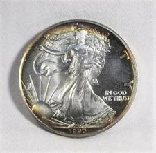 1990 American Silver Eagle w/ Cool Rim Toning AL308