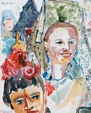 Sevilla Aquarell 53 x 43cm Michaela Krinner 1915-2006 Spanien Spanierinnen Fraue