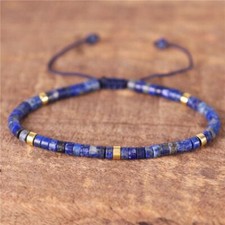 Natural Lapis Lazuli Stone Beaded Bracelet Men's Braided Bracelet Adjustable