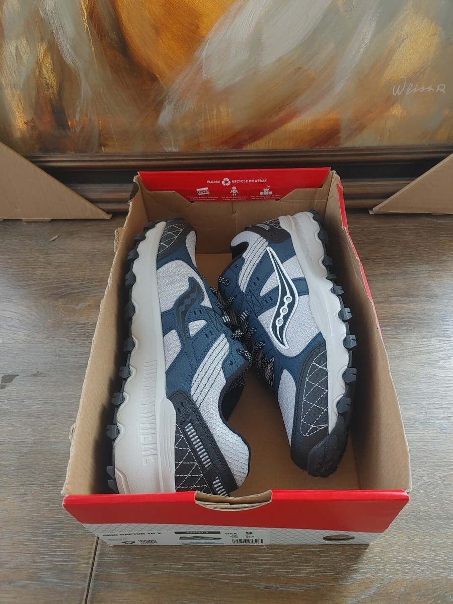Saucony Grid Raptor TR Mens 9 Trail Running Shoes Gray Blue Run Anywhere EUC Size 9 - Saucony Grid Raptor TR 2 Blue/Gray for sale online  main image 4