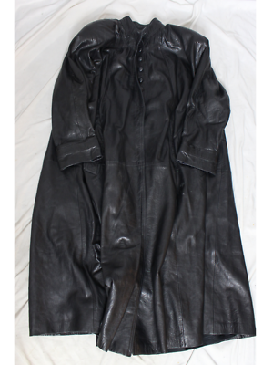 Womens Leather Coat Long S-M-L-XL Black SOFT Lambskin Vintage 80s