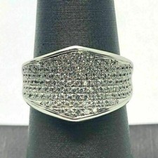 1.19 Ct Round Cut Simulated Diamond Engagement Cluster Ring 925 Sterling Silver