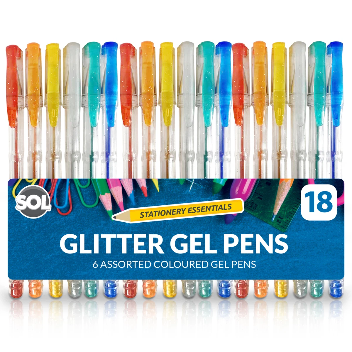 18 Pack Glitter Gel Pens Set | Shimmering Pen for Adult Colouring Book Kids