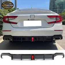 Fits 18-22 Honda Accord Rear Bumper Lip Diffuser w/ LED Carbon Fiber Print