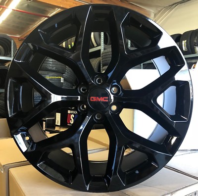 26'' INCH SNOWFLAKE BLACK GMC SIERRA WHEELS TIRES CHEVY ...