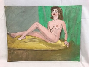 Orig. Earle T. Merchant Everyday Cape Ann MA Folk Nude Portrait Oil Painting #6