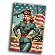 nice vintage US military woman retro WW2 Photo Glossy 4 6 in C54