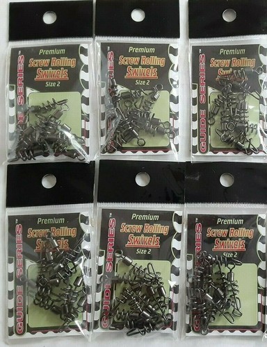 6-PACK LOT 60-PIECE SCREW ROLLING SWIVELS Fishing Snap Connector SIZE 2 - 第 1/2 張圖片
