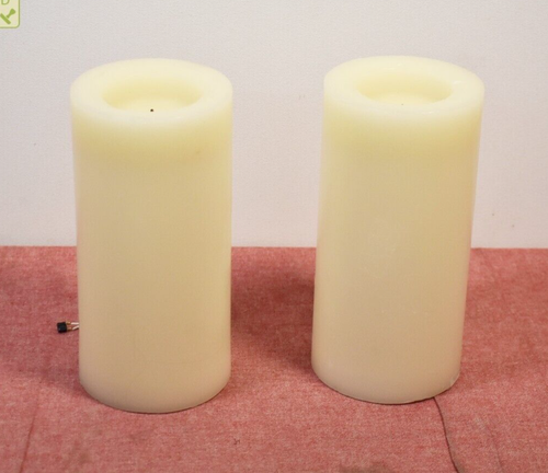 Threshold 8" x 4" LED Flameless Black Wick Candle Cream Qtyx2