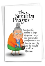 1 Funny Birthday Greeting Card -Bday Senility Prayer-Envelope Included, US-Made