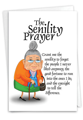 1 Funny Birthday Greeting Card -Bday Senility Prayer-Envelope Included, US-Made
