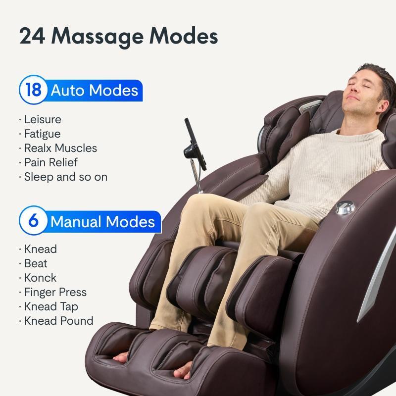Full Body Massage Chair, Zero Gravity SL-Track Shiatsu, Foot Rollers, Black