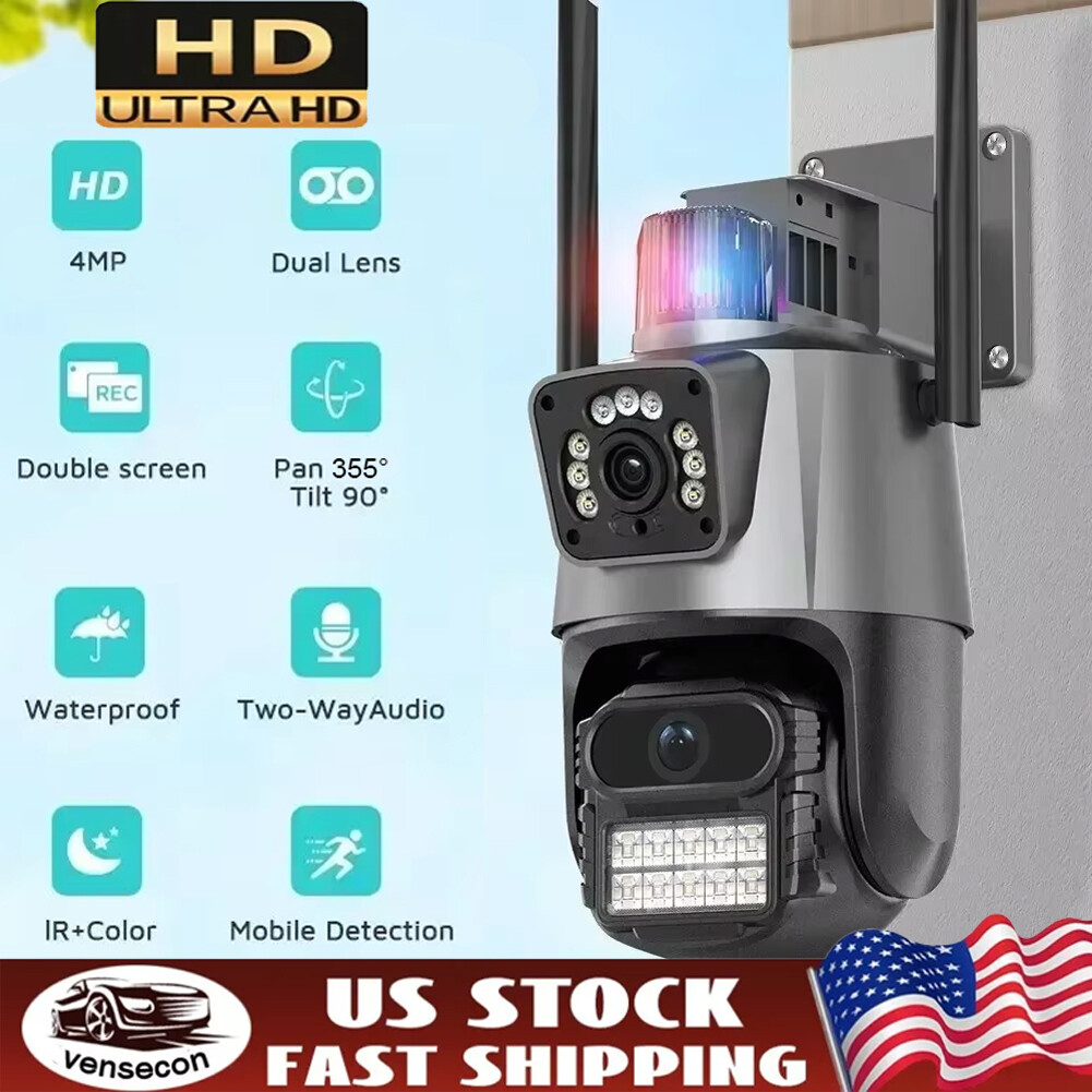 Outdoor Dual-Lens Security Camera with Alarm & Color Night Vision Surveillance LOT-image