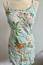 Victoria Secret 100 Silk slip dress Nightgown Hawaiian hibiscus