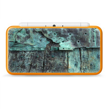 Skins Decal Wrap for Nintendo 2DS XL - Patina Metal and Wood Blue