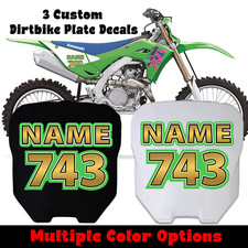 Dirtbike Number  Name Custom Plate Vinyl Sticker Decals 3 Sets