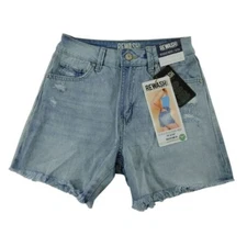 Rewash Light Blue Distressed Denim Shorts High Rise Raw Hem Size 3/26