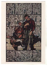 1966 Stained glass Former Camp War Military ART W. Womacka Old Russia Postcard