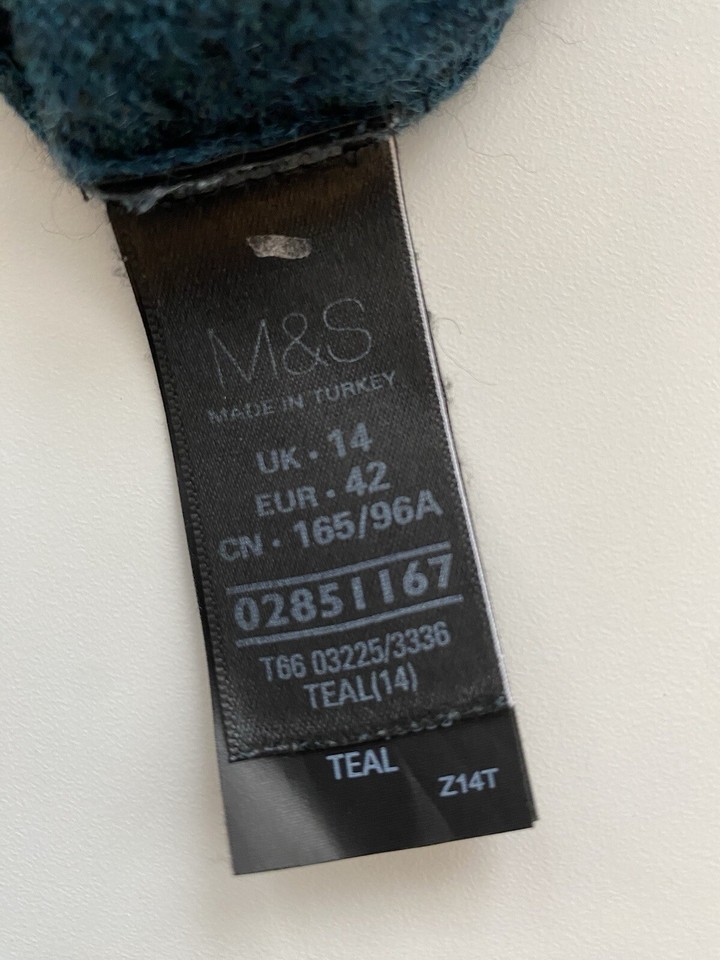 M&S INDIGO Teal Blue Alpaca & Wool Blend Lace Knit Jumper Top Tunic