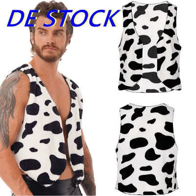MARKENLOS DE Männer Kuh Print Ärmellose Jacke Weste Weihnachten Halloween Cowboy Kostüm