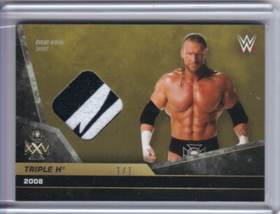 2020 Topps WWE Triple H 25th Anniversary Set 2008 Event Worn Shirt GOLD True 1/1