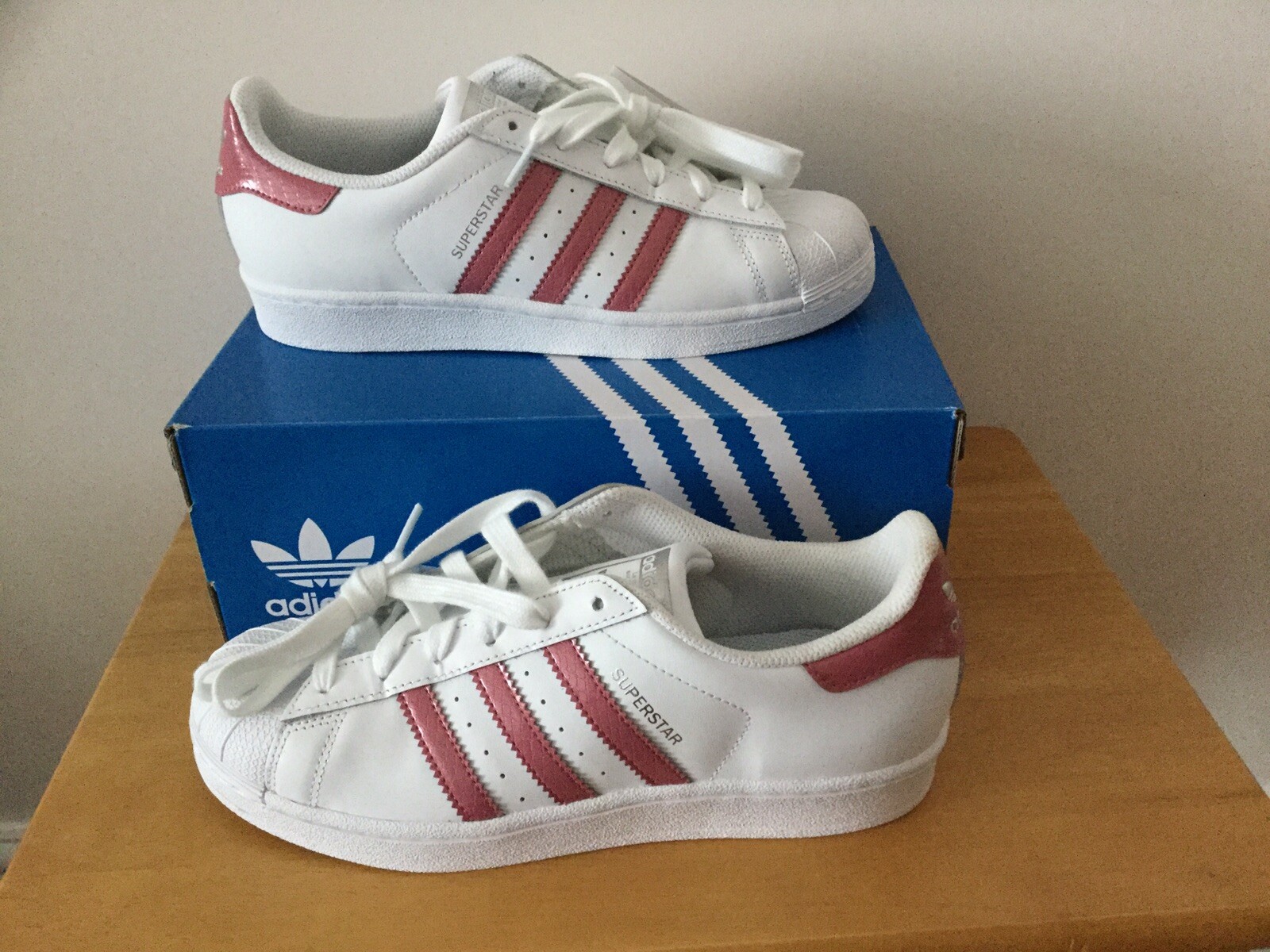 adidas Women's Superstar W Leather White \u0026amp; Pink Uk 5.5 Eu 38.5 EF2791 |  eBay