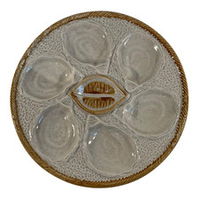 1970s French Majolica Oyster Plate by Saint Clement
