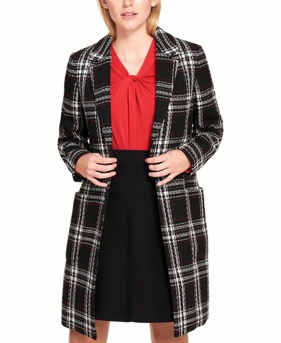 Tommy Hilfiger Open-Front Plaid Coat, Created for Macy's - Black 12