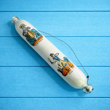 Antique Victorian Potichomania Rolling Pin Scottish Highlander C 1860