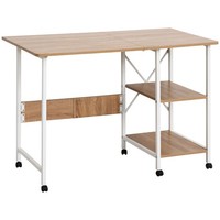 Klapptisch Tisch Schreibtisch BüRotisch Mit Rollen Computertisch Mobil MDF Natur
