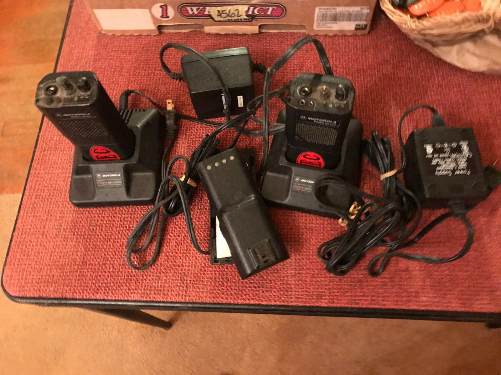 2 MOTOROLA RADIUS GP300 2 WAY RADIOS 2 EXTRA BATTERIES AND 2 CHARGERS FOR PARTS. Available Now for $15.99