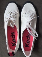 Keds Womens Size 8 White Champion Toe Cap Splash Canvas Lace-Up Sneakers