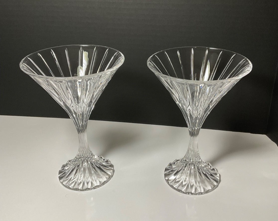 2x Mikasa Park Lane Crystal Martini Glasses Stunning Cut