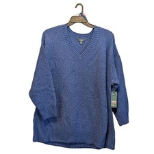 Terra & Sky Women’s 2X Blue Breeze V-Neck Tunic Sweater NWT Plus Size