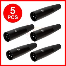 5 Pack XLR 3-Pin Male Straight Connector Speaker Microphone Cable Plug Black