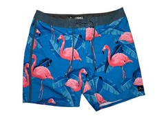 RIP CURL x MIRAGE Blue/Pink FLAMINGO BOARD SHORTS Summer Surf Swim Trunks Men 36